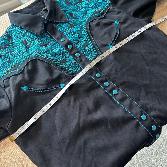 Lansky Bros. Floral Embroidered Rockabilly Western Pearl Snap Cowboy Shirt S - Picture 9 of 11